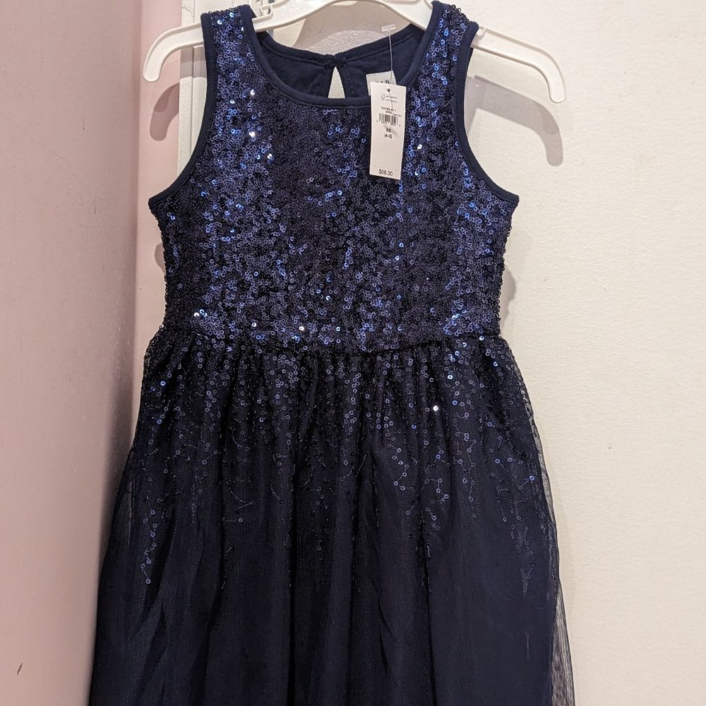 NWT - Girls Navy Sequin Dress
